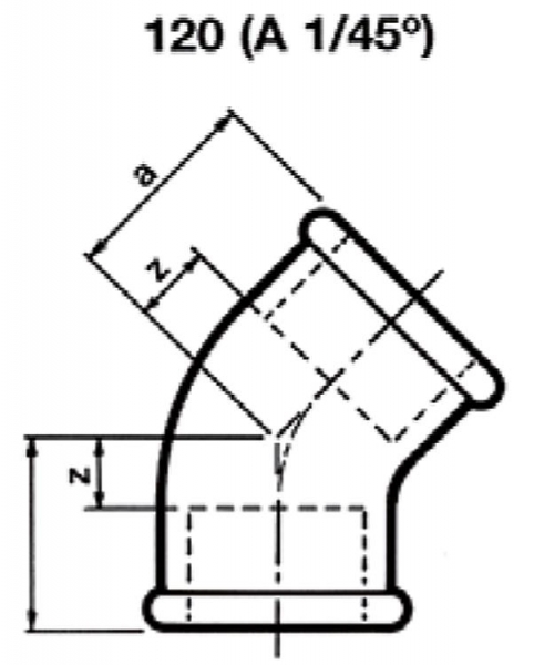 Preview: Winkel 45° Temperguss verzinkt, Winkel 45° Innengewinde/Innengewinde